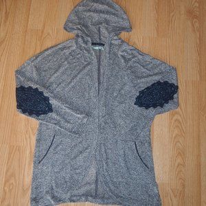 Maurices Hooded Cardigan with‎ Lace Elbow Patches